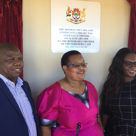 MEC for social development , premier and MEC for sport , arts and culture at the opening of the library in Logaganeng